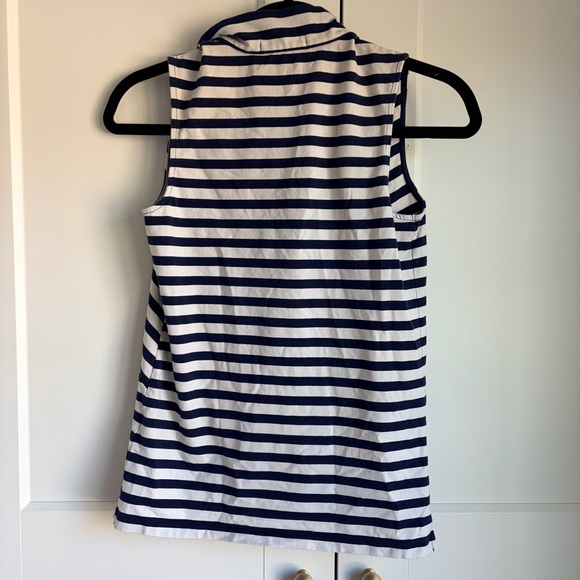 Polo Golf Navy and White Striped Sleeveless Polo Shirt | XS - Picture 2 of 4